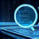Magnifying glass over business data charts.