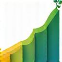An upward-trending graph with a plant growing.