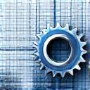 A blueprint or strategic roadmap with gears.
